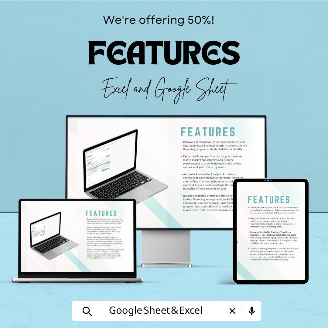 Invoice Financing Template - Excel & Google Sheets - Streamlined Invoice Financing for Startups