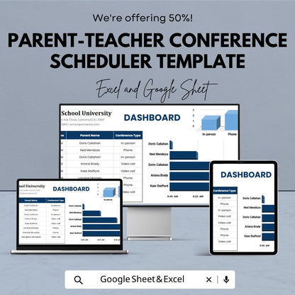 Parent Teacher Conference Scheduler Template | School Meeting Planner | Teacher Schedule Template | Conference Sign Up Sheet