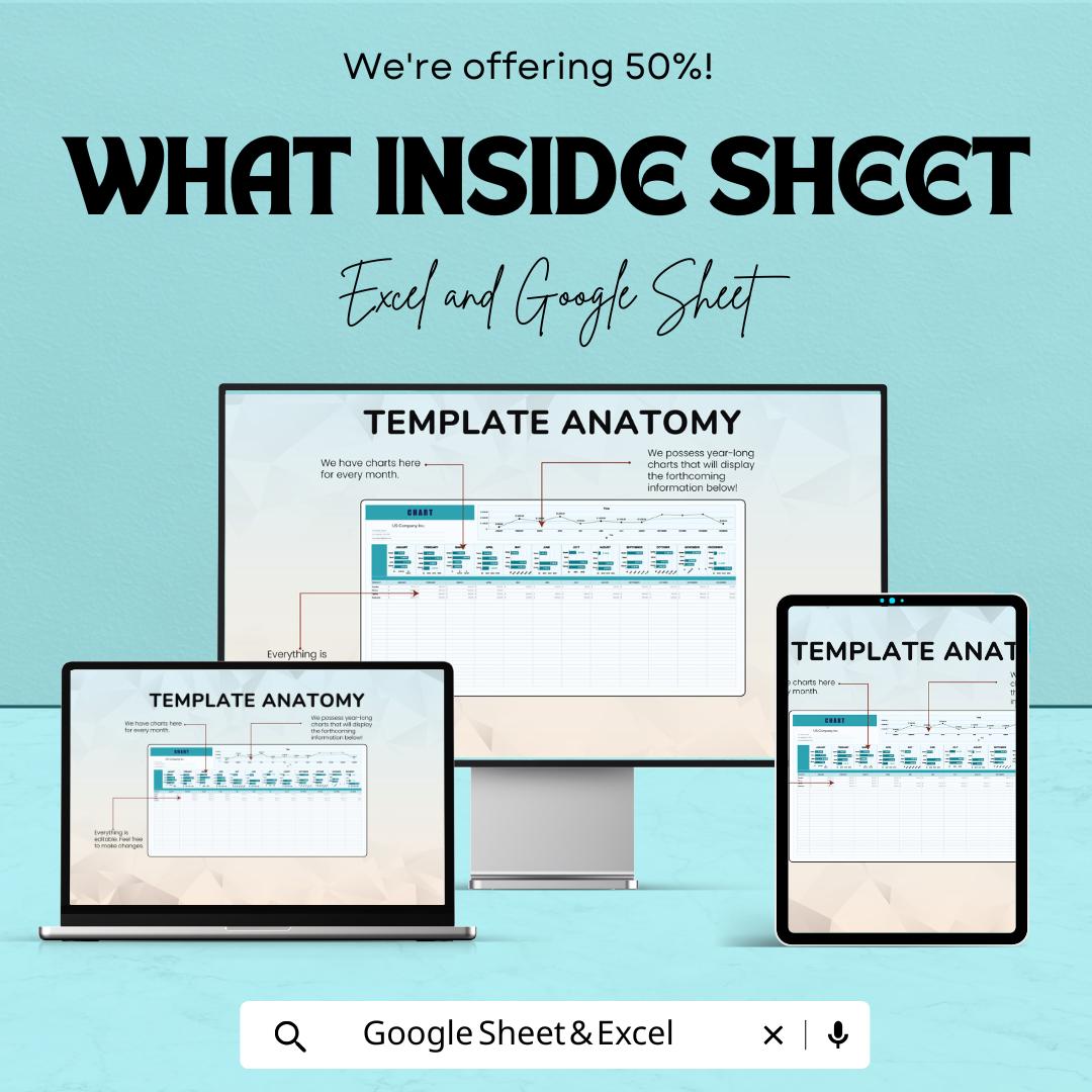 Chart Sheet - Excel and Google Sheets | Data Visualization, Monthly Reports & Budget Analysis Template
