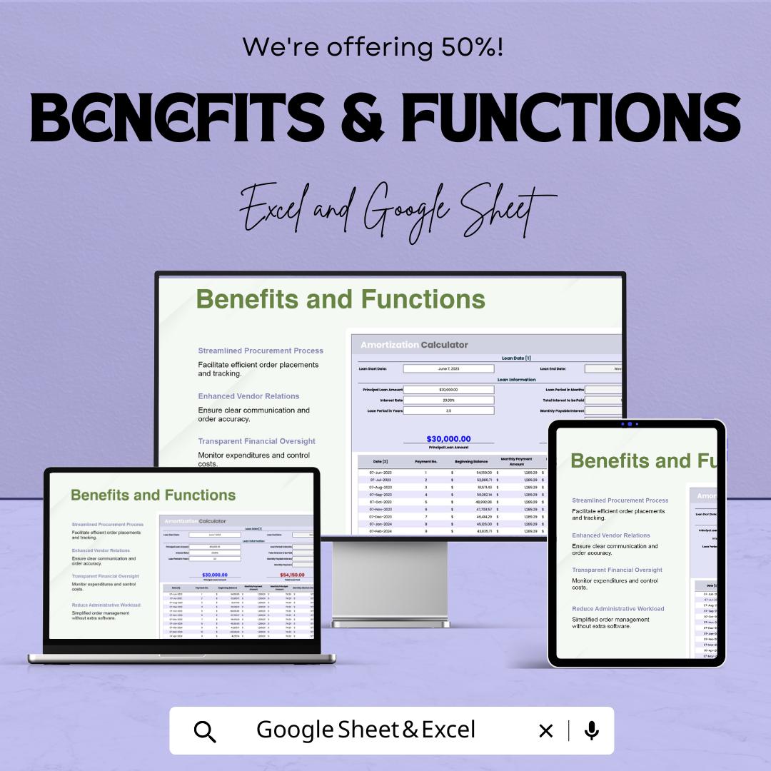 Amortization Calculator Template | Loan Payment Calculator | Mortgage Schedule Template | Loan Repayment Tracker