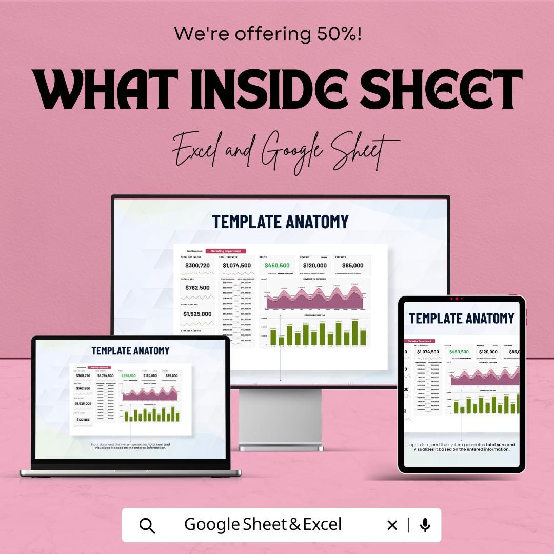 Departmental Financial Report Sheet | Google Sheets | Budget Tracking | Departmental Analysis | Financial Planning | Budget Management