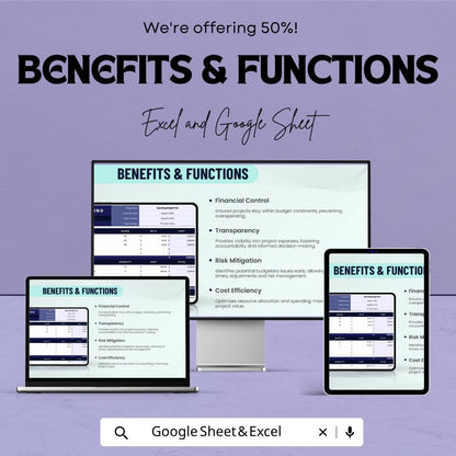 Project Budget Tracking Template | Budget Planner Spreadsheet | Expense Tracker | Project Cost Management | Excel & Google Sheets |
