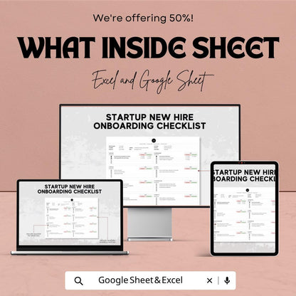 Startup Onboarding Checklist Template | New Hire Checklist Spreadsheet | Employee Onboarding Tracker | HR Onboarding Template |