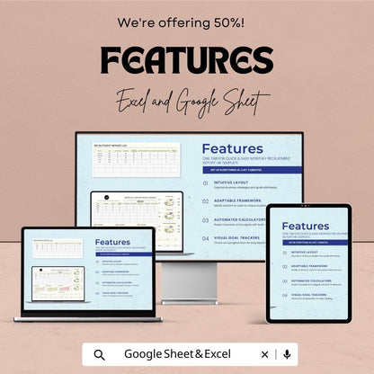 Monthly Recruitment Report HR Sheet - Excel & Google Sheets | Recruitment Tracking Template | HR Data Analysis | Job Openings Report |