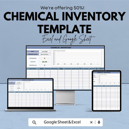 Chemical Inventory Template | Laboratory Chemical Log Sheet | Stock In Out Tracker | Excel & Google Sheets
