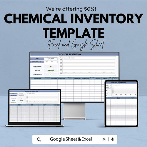 Chemical Inventory Template | Laboratory Chemical Log Sheet | Stock In Out Tracker | Excel & Google Sheets