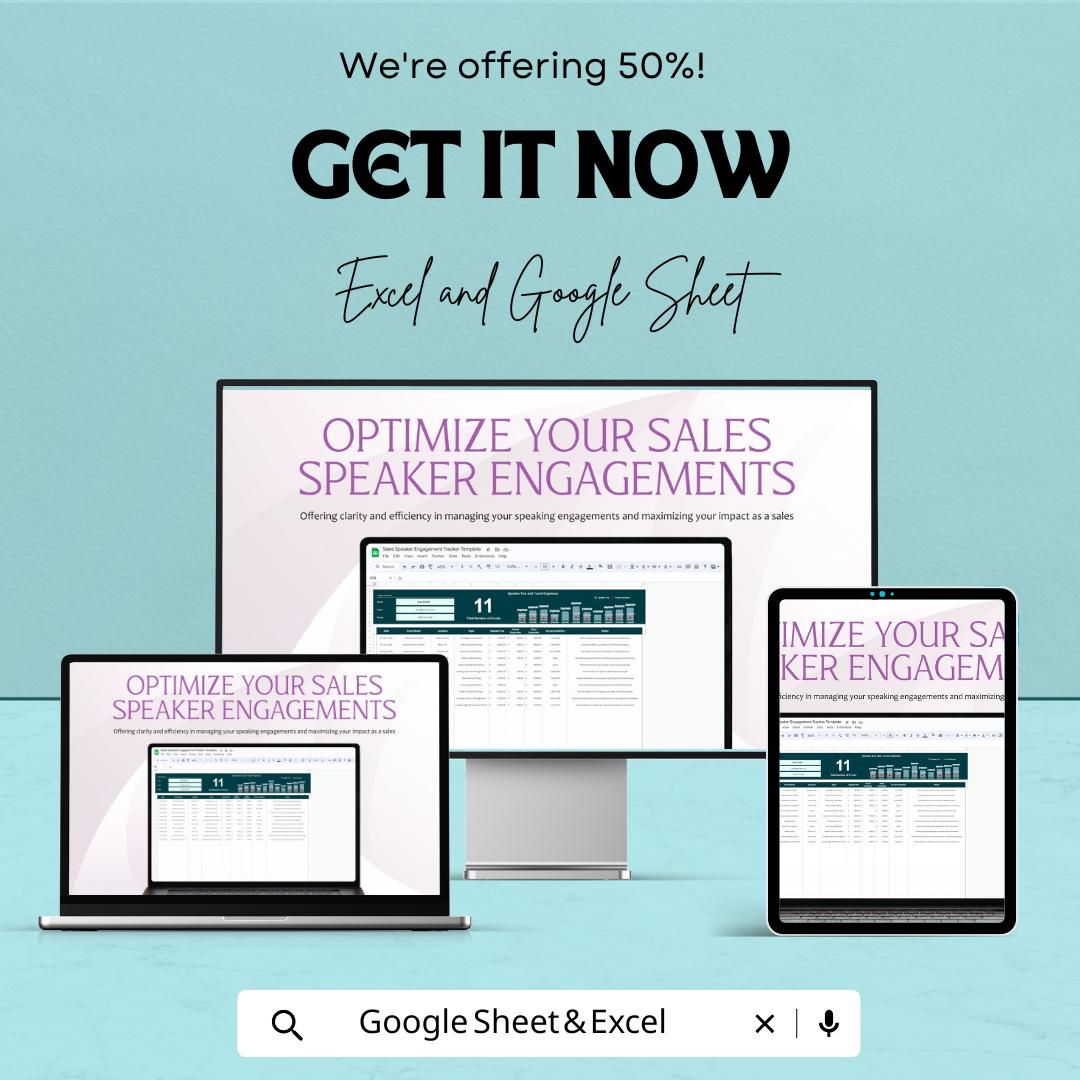 Sales Speaker Engagement Tracker Template | Excel and Google Sheets Speaker Management Dashboard | Event & Engagement Tracker