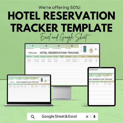 Hotel Reservation Tracker Template | Excel & Google Sheets | Booking Management Spreadsheet | Hotel Booking Log | Guest Reservation Tracker