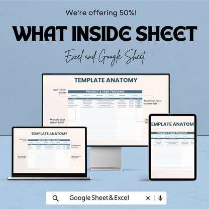 Project & Task Tracking Template, Project Management Spreadsheet, Task Manager, Team Task Tracker
