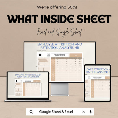 Employee Attrition and Retention Analysis HR Template | Excel & Google Sheets Workforce Dashboard | HR Analytics Spreadsheet