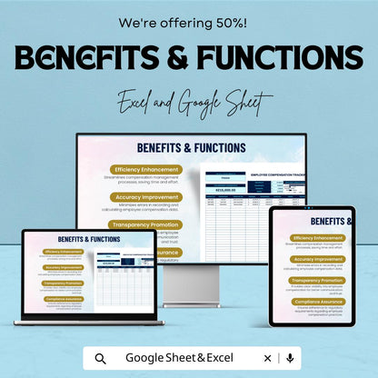 Accounting Employee Compensation Tracking Template | Payroll Tracking Spreadsheet | Employee Pay Record Manager
