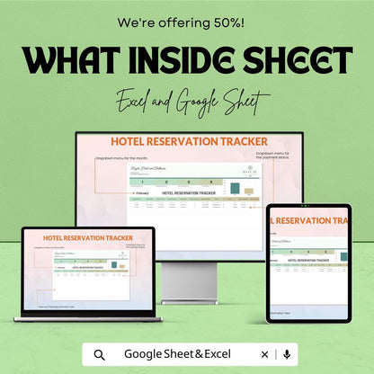 Hotel Reservation Tracker Template | Excel & Google Sheets | Booking Management Spreadsheet | Hotel Booking Log | Guest Reservation Tracker