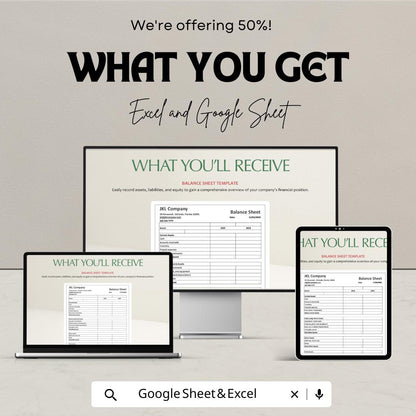 Balance Sheet Template | Financial Statement Excel & Google Sheets | Business Accounting Spreadsheet | Instant Download