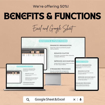 Administration File Cleanup Roster Template | File Management Tracker | Office Organization Spreadsheet | Document Cleanup Log