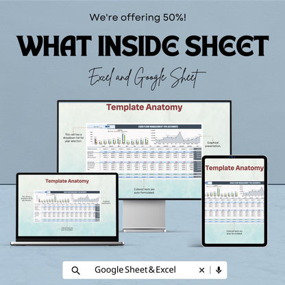 Cash Flow Management for Accounts Template | Business Finance Tracker | Income Expense Budget Planner | Cashflow Spreadsheet