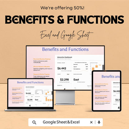Interactive Dashboard Sheet | Excel and Google Sheets | Sales and KPI Report Tracker | Business Data Visualization Template |