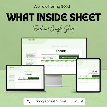 IT Tax Calculation Sheet Template | Income Tax Calculator Spreadsheet | Tax Planning Template | Personal Tax Tracker