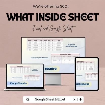 Printable Maintenance Schedule Template | Equipment Maintenance Log | Preventive Maintenance Checklist | Excel Google Sheets | Asset Tracker