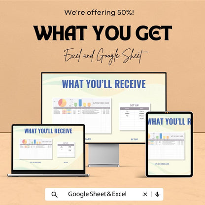 KPI Scorecard Sheet | Excel & Google Sheets Template | Track Key Performance Indicators | Business KPI Tracker | Performance Metrics Tool