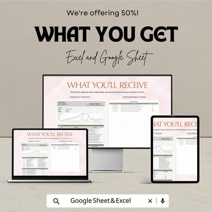 Forecast Project Template, Project Forecast Spreadsheet, Financial Projection Template,  Business Forecast Planner, Revenue Planning Tool