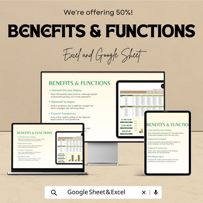 Marketing Promotion Spend vs Revenue Template | Marketing ROI Tracker | Marketing Budget vs Revenue Tracker