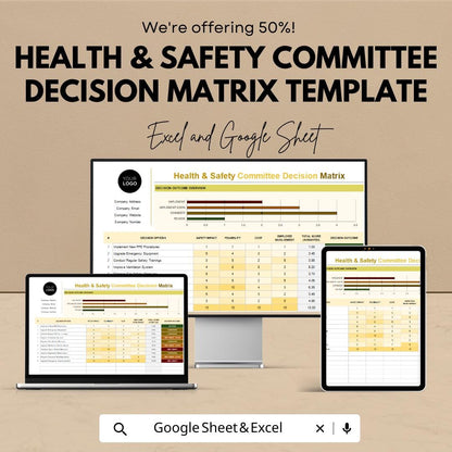 Health & Safety Committee Decision Matrix Template | Safety Risk Assessment Tool | HSE Decision Matrix | Excel and Google Sheets