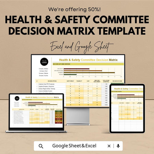 Health & Safety Committee Decision Matrix Template | Safety Risk Assessment Tool | HSE Decision Matrix | Excel and Google Sheets