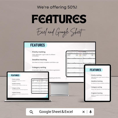 To Do List Notebook Sheet for Excel and Google Sheets – Task Manager, Checklist Tracker, Productivity Planner