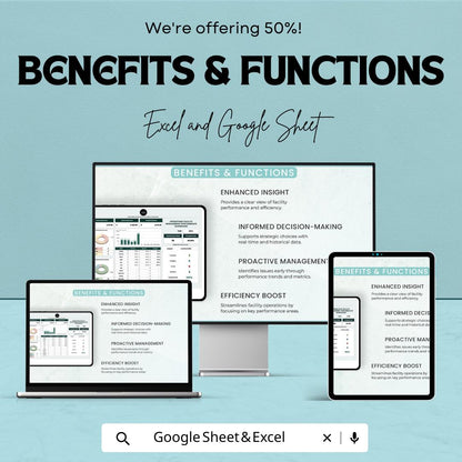 Facility Management Dashboard Template | Operations Performance Dashboard | Maintenance KPI Tracker | Excel & Google Sheets