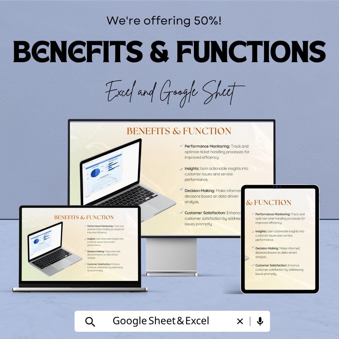 Ticket Analysis Dashboard Template | Customer Support KPI Tracker Excel | Help Desk Analytics Dashboard | Ticket Tracking Spreadsheet