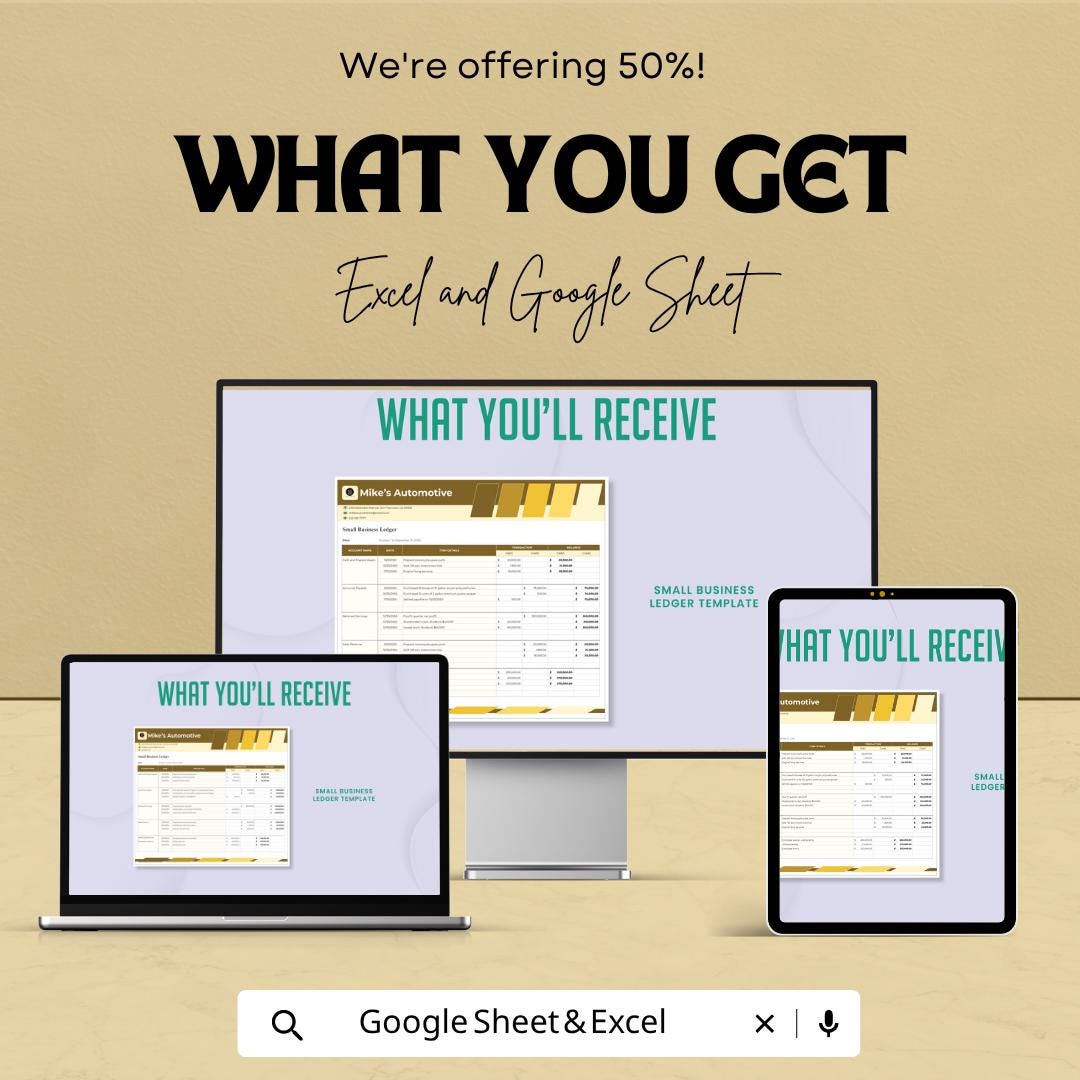 Small Business Ledger Template | Accounting Ledger Spreadsheet | Bookkeeping Tracker | Income Expense Tracker Sheet