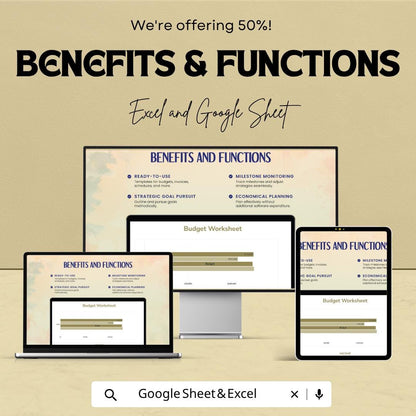 Simple Budget Worksheet Template Excel Google Sheets | Monthly Budget Planner Spreadsheet | Personal Finance Tracker | Income Expense Budget