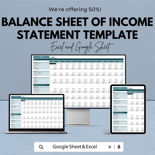 Balance Sheet & Income Statement Template | Excel and Google Sheets | Financial Statement Template | Business Accounting Spreadsheet
