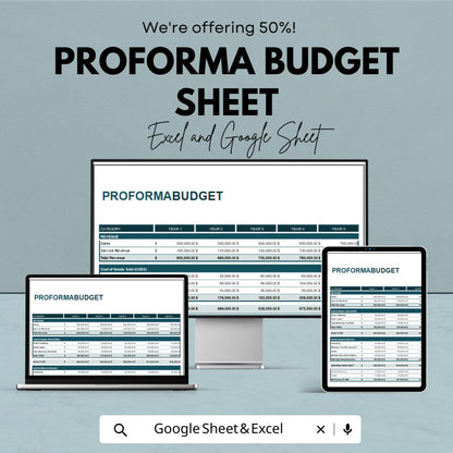 Proforma Budget Sheet Template - Excel and Google Sheets for Financial Planning & Forecasting