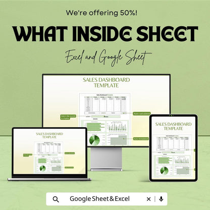 Sales Dashboard Template | KPI Dashboard | Monthly Sales Report Template | Sales Performance Metrics Spreadsheet