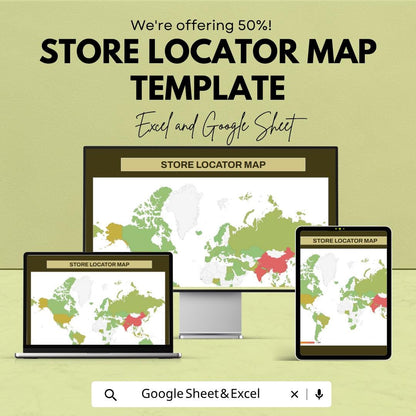 Store Locator Map Template | Store Location Map Excel | Business Location Tracker | Territory Map Spreadsheet