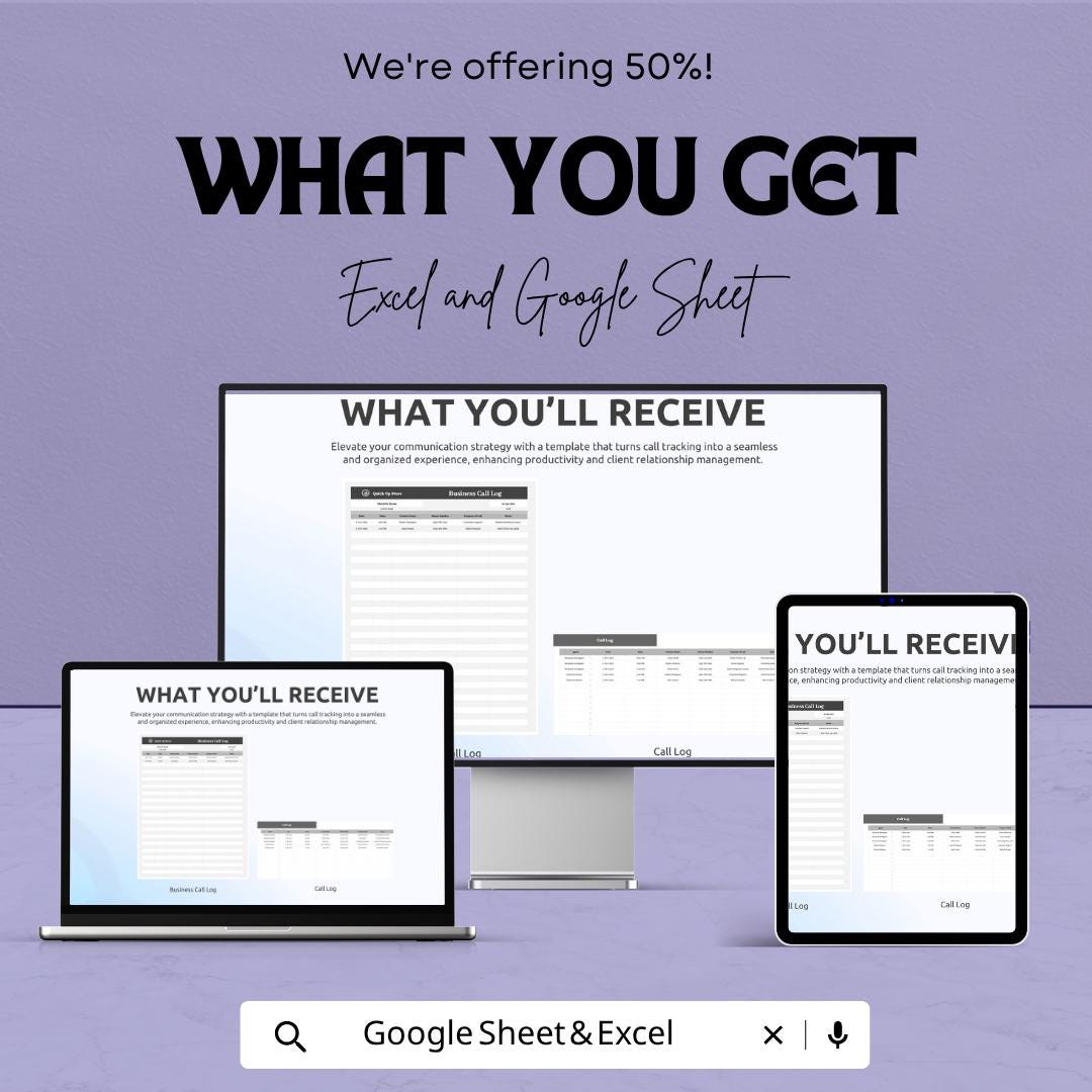 Call Log Template Excel | Business Call Tracker | Client Communication Log | CRM Spreadsheet | Sales Call Tracker | Google Sheets Call Log