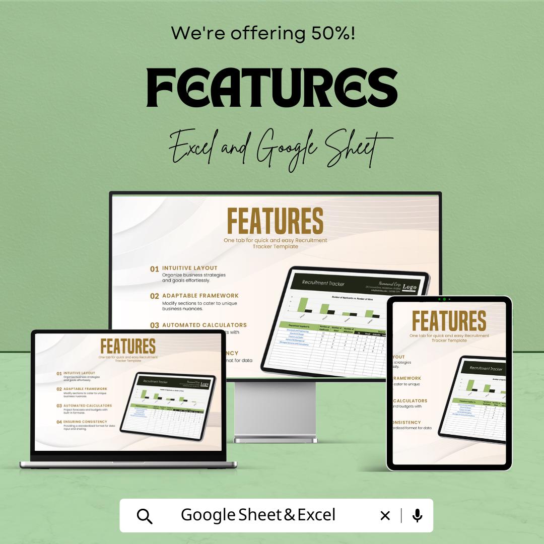 Recruitment Tracker Template, Hiring Tracker Spreadsheet, Applicant Tracking Sheet, HR Recruitment Log, Excel and Google Sheets Template