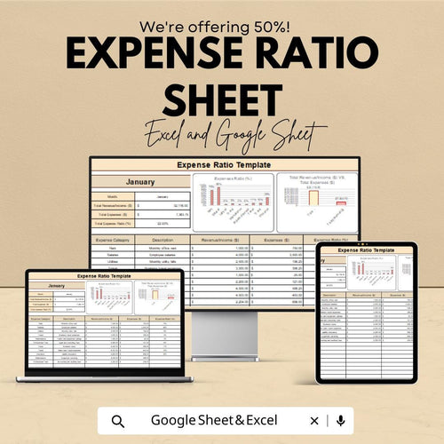 Expense Ratio Sheet | Budgeting and Financial Tracking Template | Excel & Google Sheets | Expense Analysis Tracker