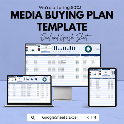 Media Buying Plan Template | Media Budget Tracker | Campaign Planning Spreadsheet | Marketing Strategy Sheet