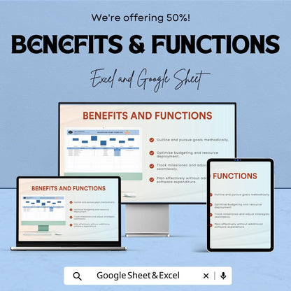 Milestone Chart Sheet for Excel & Google Sheets - 50% Off - Track Project Milestones and Goal