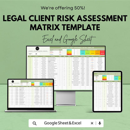 Legal Client Risk Assessment Matrix Template, Law Firm Risk Tracker, Attorney Risk Analysis Spreadsheet, Legal Risk Log