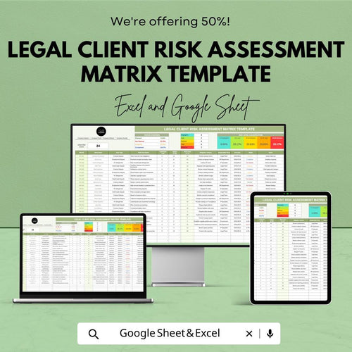 Legal Client Risk Assessment Matrix Template, Law Firm Risk Tracker, Attorney Risk Analysis Spreadsheet, Legal Risk Log