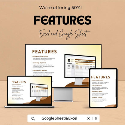 Influencer Partnership ROI Calculator Template | Marketing ROI Spreadsheet | Influencer Campaign Tracker | ROI & Performance Metrics Tool