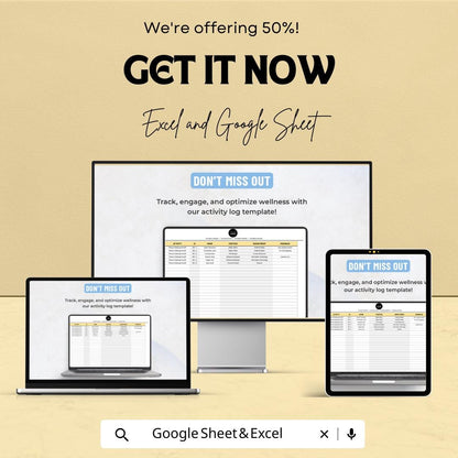 Employee Wellness Activity Log Template | Excel & Google Sheets | Workplace Wellness Tracker | Employee Engagement Spreadsheet