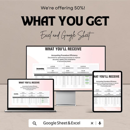 Accounting Procedure Efficiency Template | Excel & Google Sheets | Accounting Process Tracker | Financial Efficiency Spreadsheet