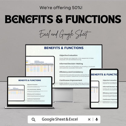 Sales Proposal Scorecard Template | Excel & Google Sheets | Proposal Evaluation Form | Sales Tracker | Weighted Scoring Sheet