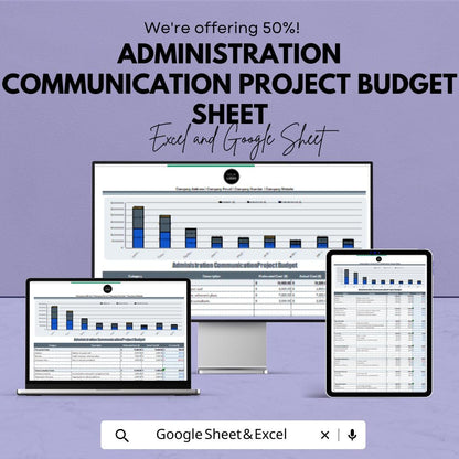 Administration Communication Project Budget Sheet – Google Sheet Template for Project Management, Budget Allocation & Expense Tracking
