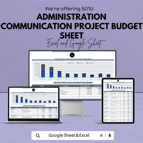 Administration Communication Project Budget Sheet – Google Sheet Template for Project Management, Budget Allocation & Expense Tracking
