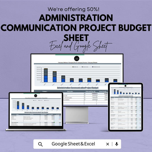 Administration Communication Project Budget Sheet – Google Sheet Template for Project Management, Budget Allocation & Expense Tracking